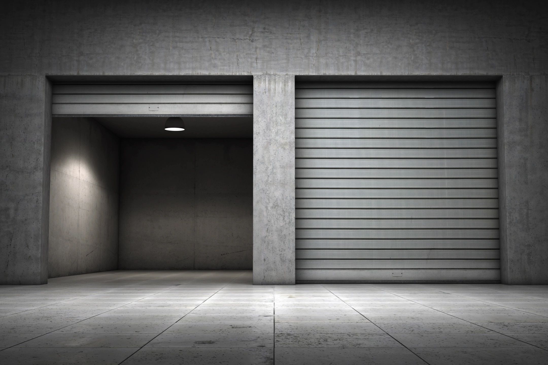 Industrial concrete garage bays